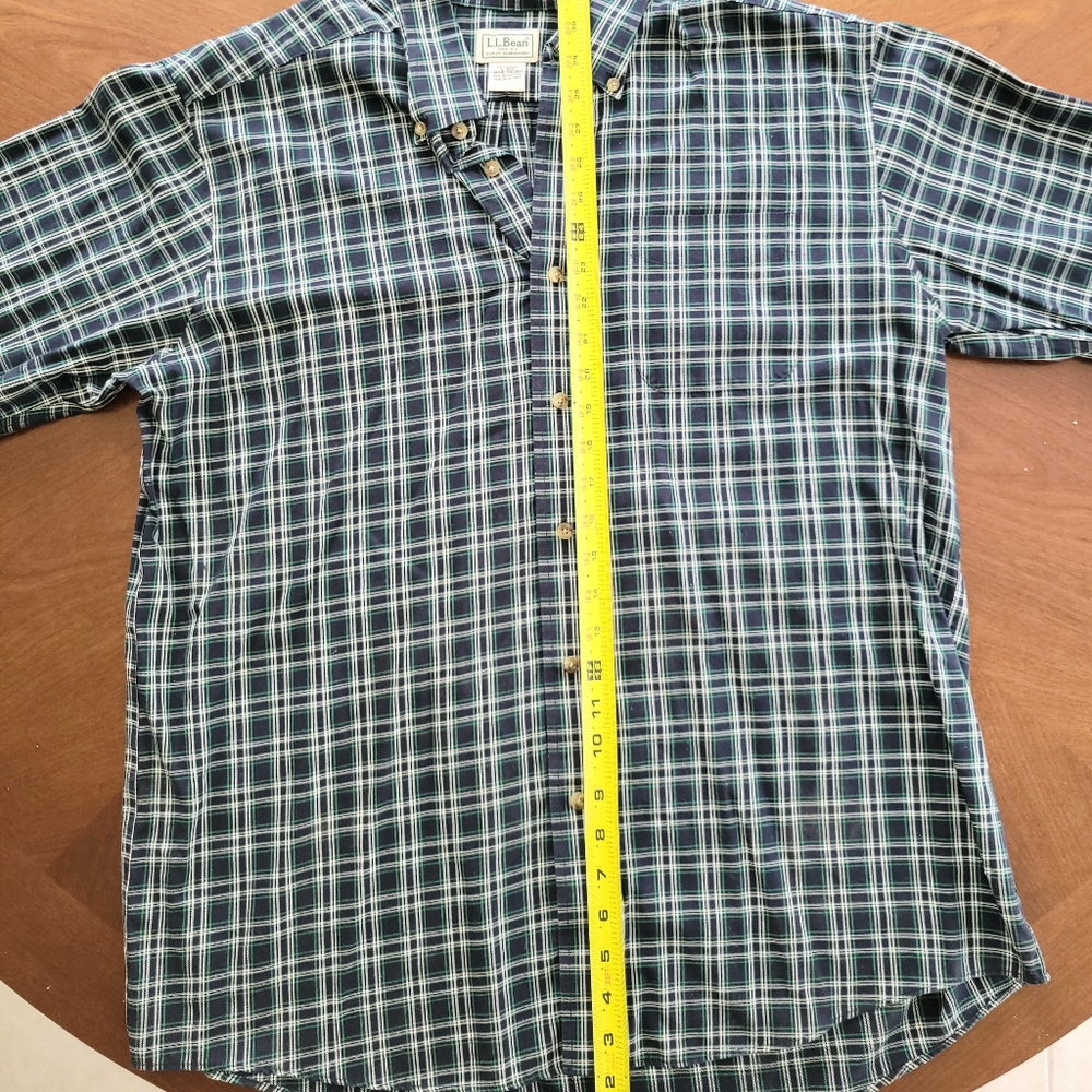 Men's LL Bean Plaid Xl Blue Wrinkle Resistant Shirt